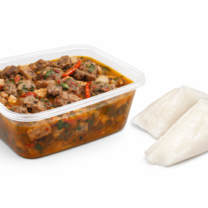 2 Agidi (Eko) and Goat Meat Peppersoup (1ltr)